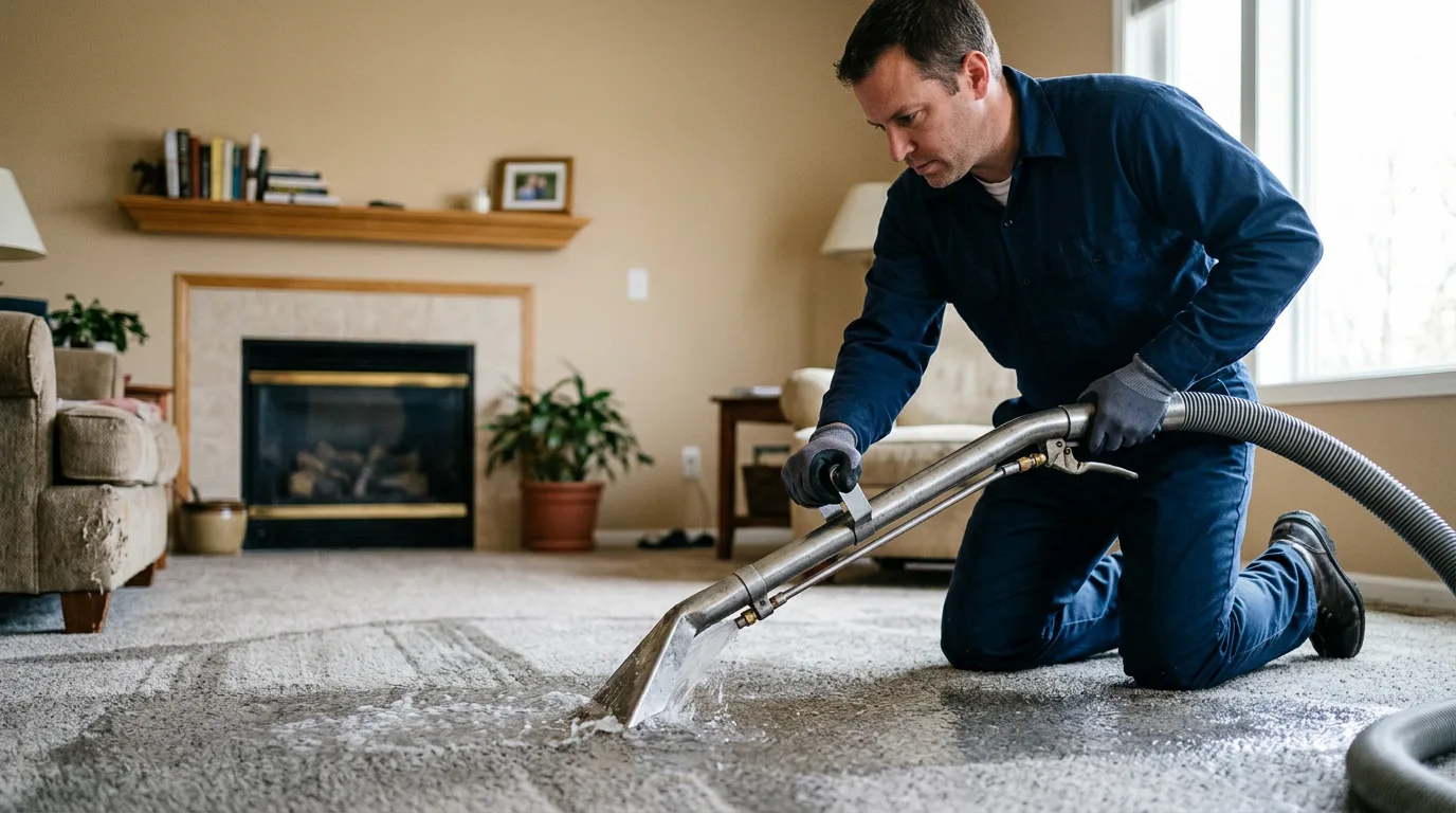 Water damage restoration technician working near Rexburg, ID